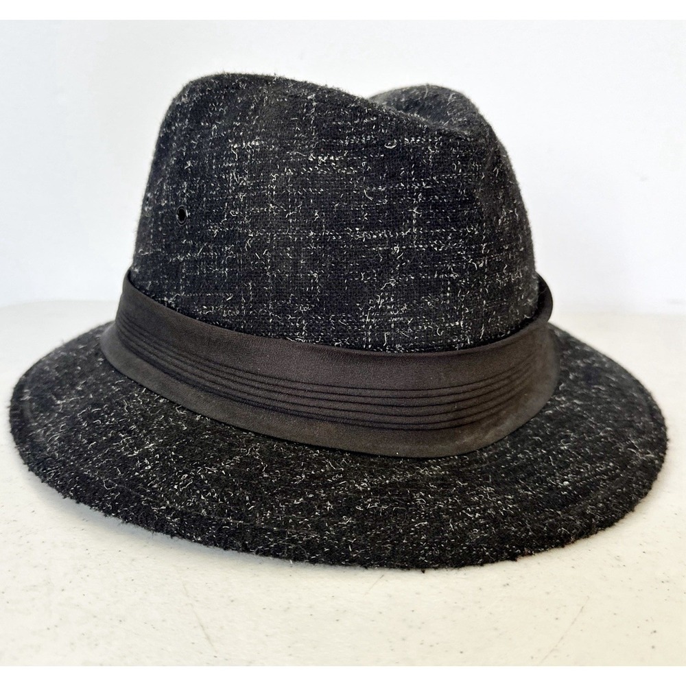 Vintage Men's Botany500 Fedora Hat Black White Thred Speckle Hat